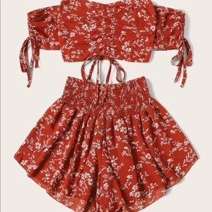 Ruched Crop Top and Shorts